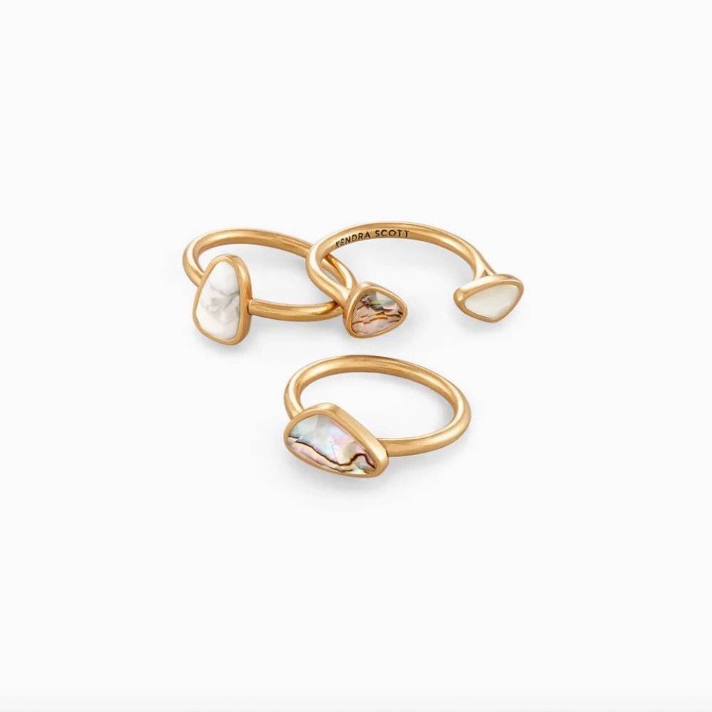KENDRA SCOTT Ivy Vintage Gold Ring Set White Mix 8